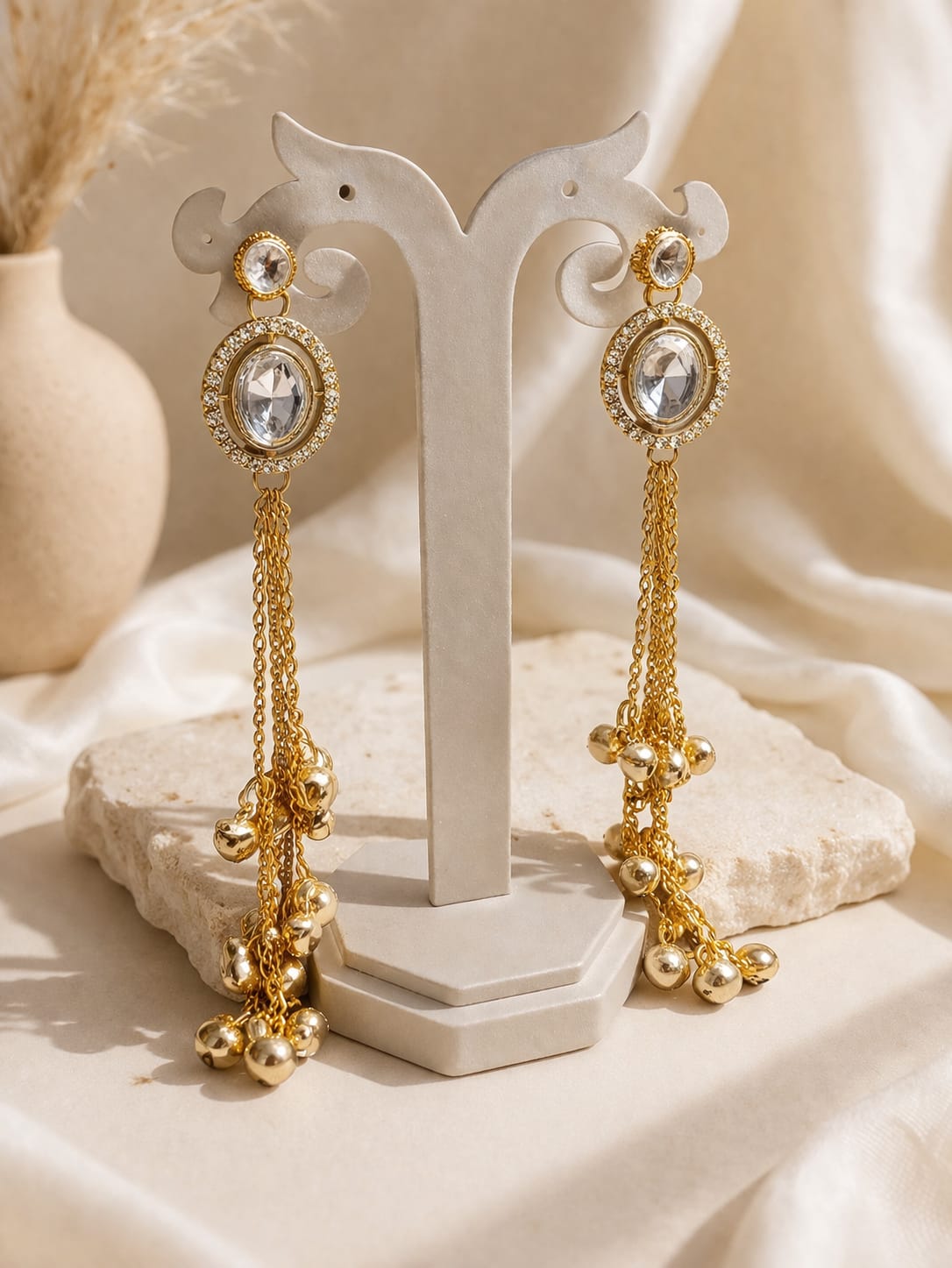 Celeste Crystal Drop Earrings (Gold Plated | Elegant Evening Wear)