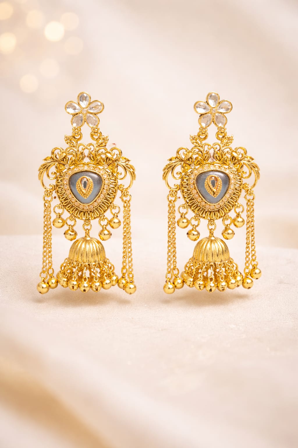 Noor Heritage Jhumka Earrings (Gold Plated | Traditional Elegance)
