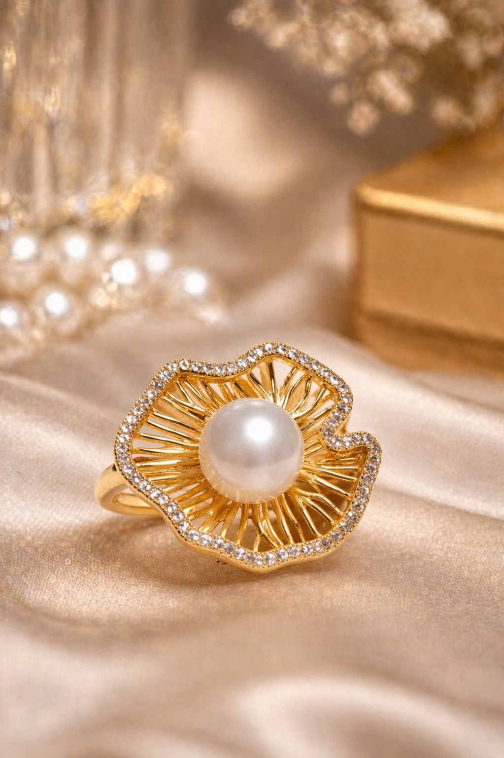 Pearl Floral Statement Ring