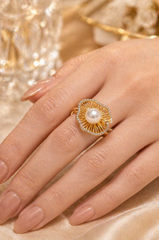 Pearl Floral Statement Ring