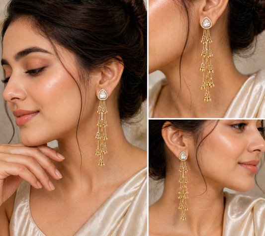 Celeste Tassel Drop Earrings (Gold Plated | Elegant Evening Wear)