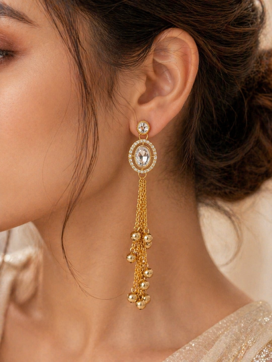 Celeste Crystal Drop Earrings (Gold Plated | Elegant Evening Wear)