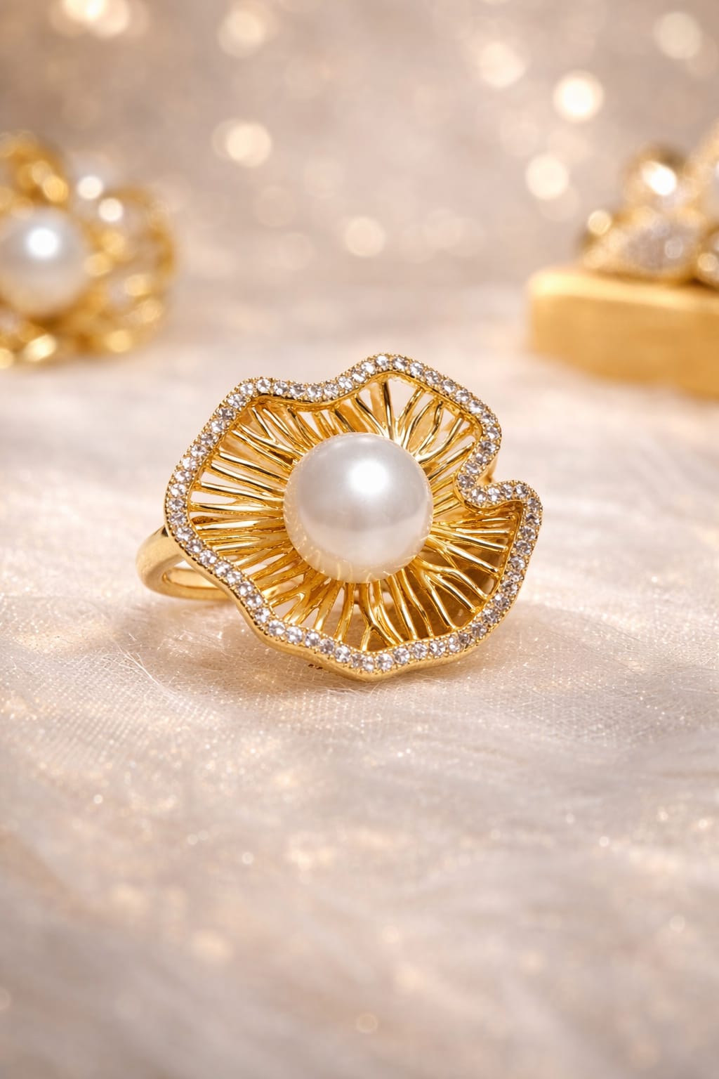 Pearl Floral Statement Ring