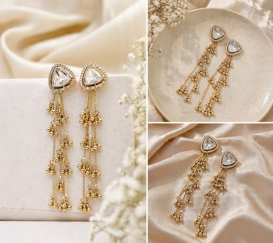 Celeste Tassel Drop Earrings (Gold Plated | Elegant Evening Wear)