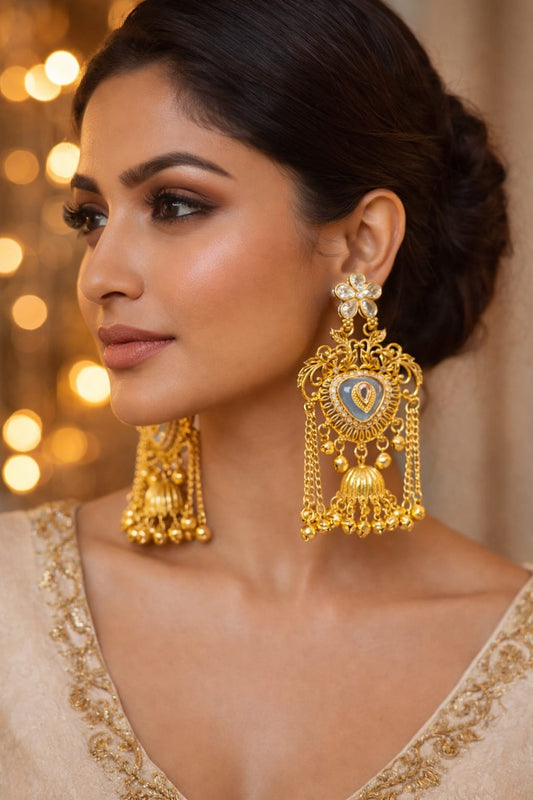 Noor Heritage Jhumka Earrings (Gold Plated | Traditional Elegance)