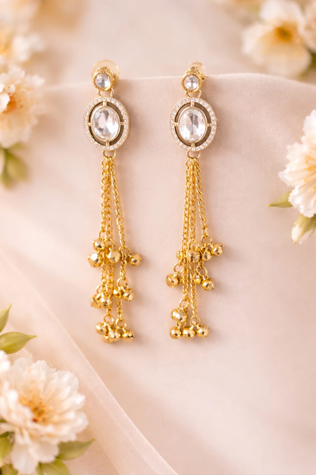 Celeste Crystal Drop Earrings (Gold Plated | Elegant Evening Wear)