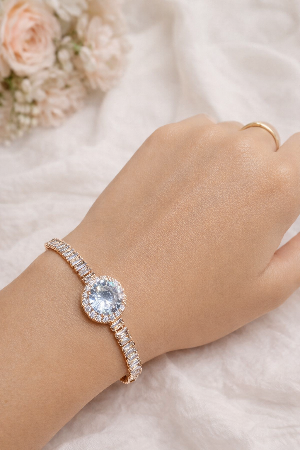 Crystal Halo Tennis Bracelet