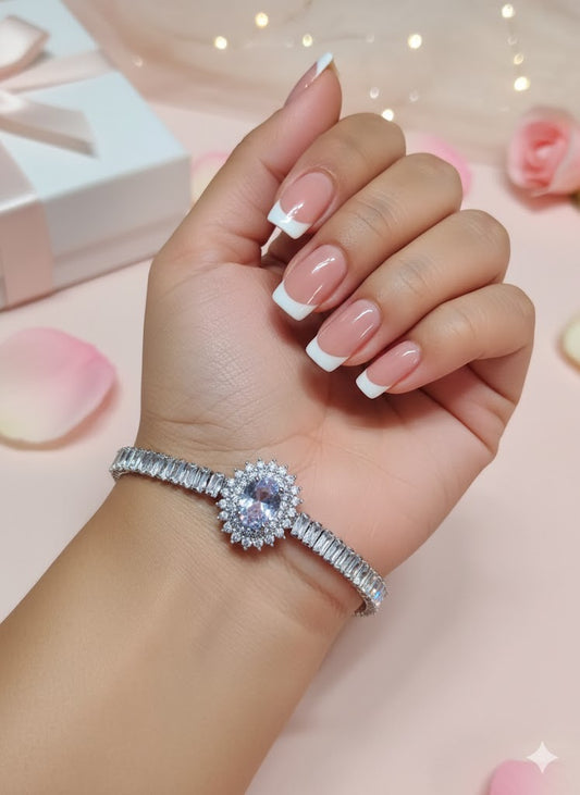 Crystal Statement Bracelet (Silver Finish)